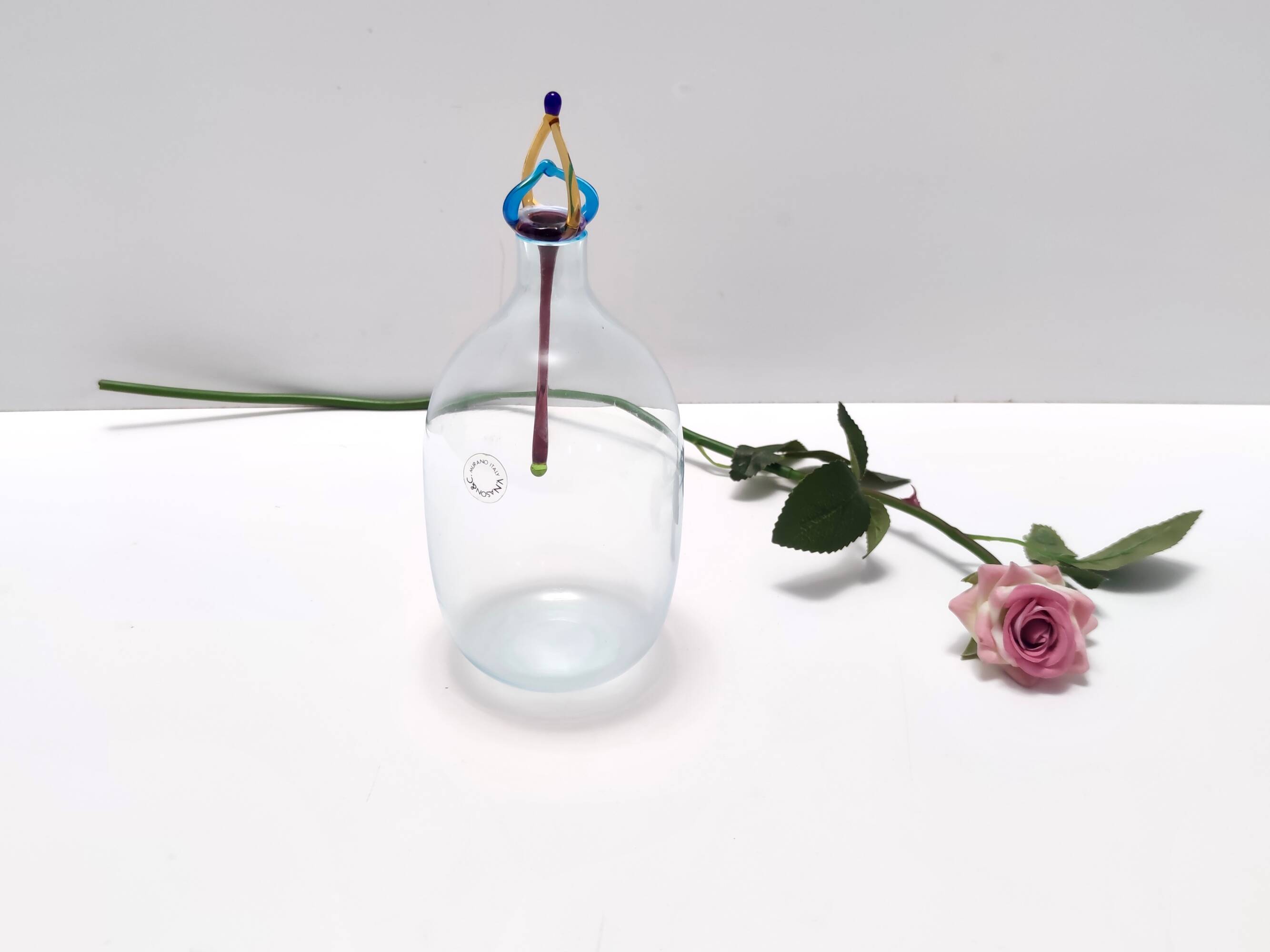 Postmodern Murano Glass Decanter Bottle by Vincenzo Nason, Italy