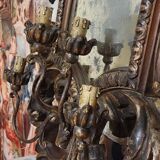 Large Venetian wall mirror in Louis XV style with 5 light arms.