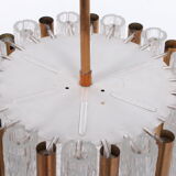Vintage crystal ice glass round chandelier by Kaiser Leuchten, 60s