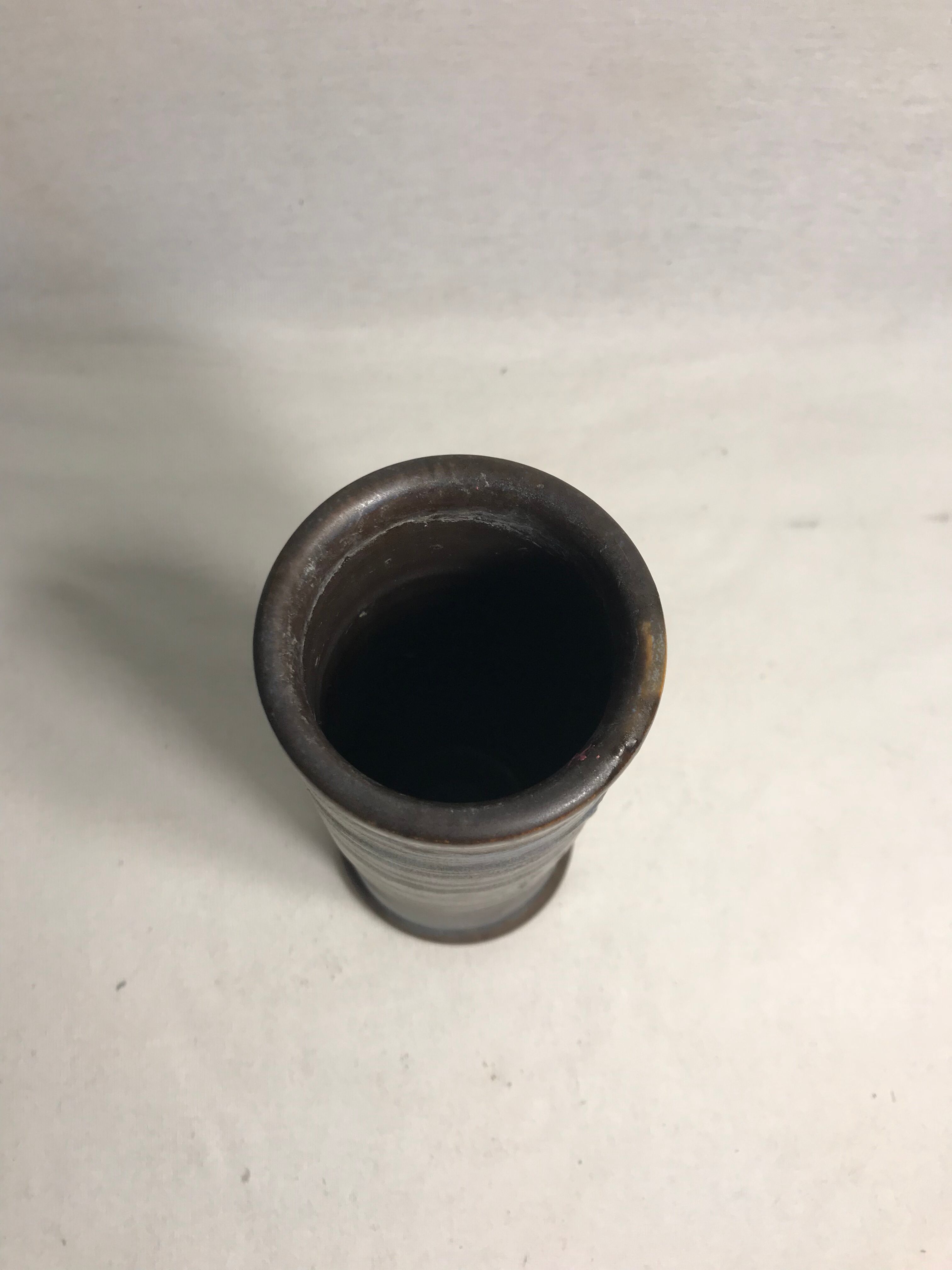 Roll former enamelled terracotta vase signed Ludovic