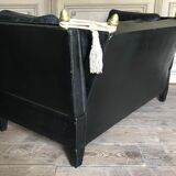 Black leather sofa