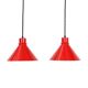 Set of 2 Nordisk Solar Compagni “Super Space” pendant lights, red, small version, Danish modern design, 1970s