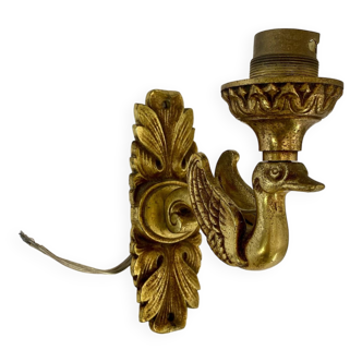 Bronze wall lamp with exotic bird and torch holder