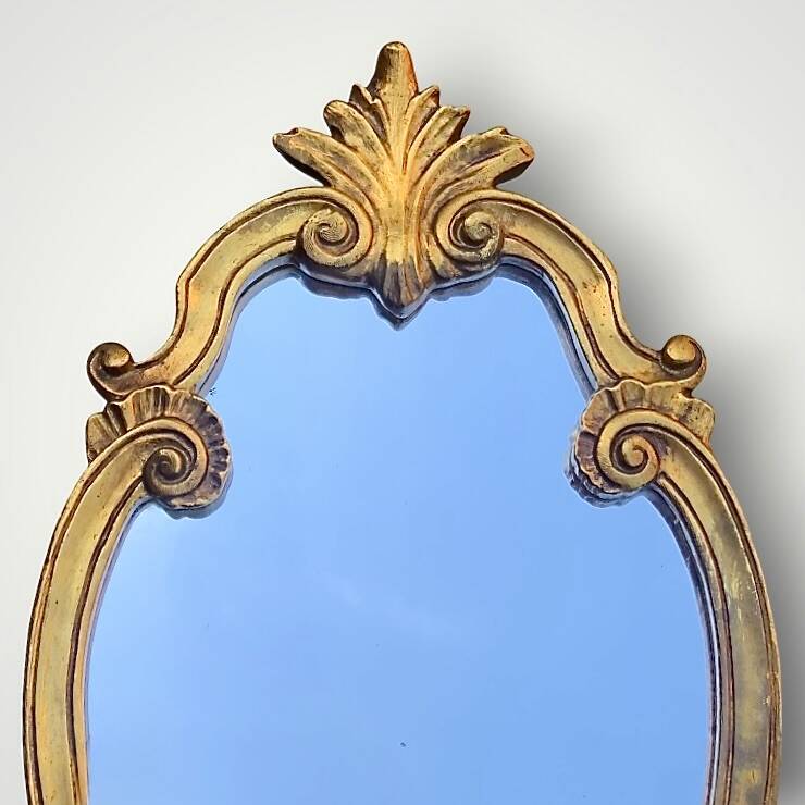 Antique mirror in carved wood with gilded leaf – Louis XV style – H59 cm