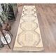 Vintage Beige Turkish Hand-Knotted Runner 83X348