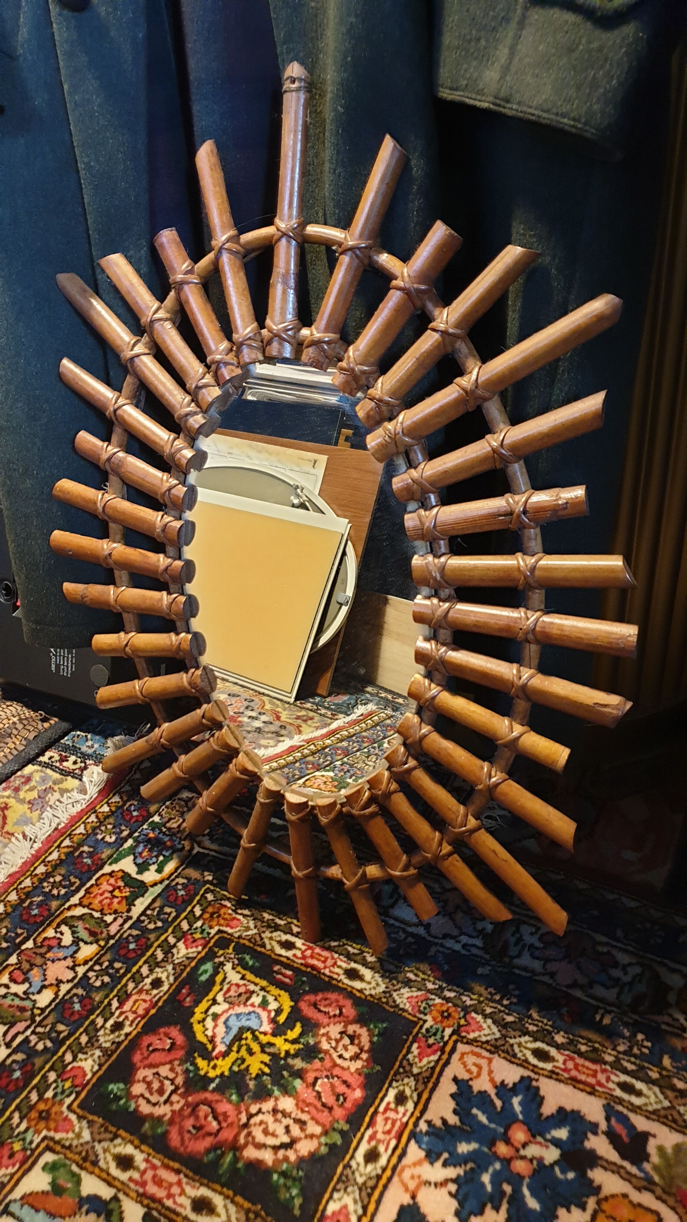 Oval rattan mirror seventies