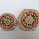 Two woven natural fiber boxes