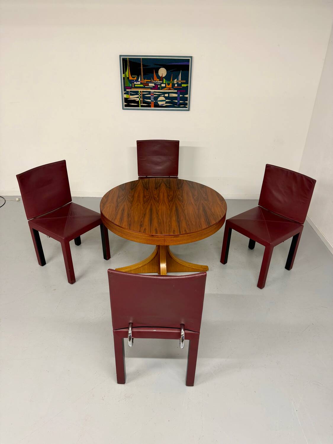 Extendable table with central leg, Italian design by Luigi Bartolini, vintage.