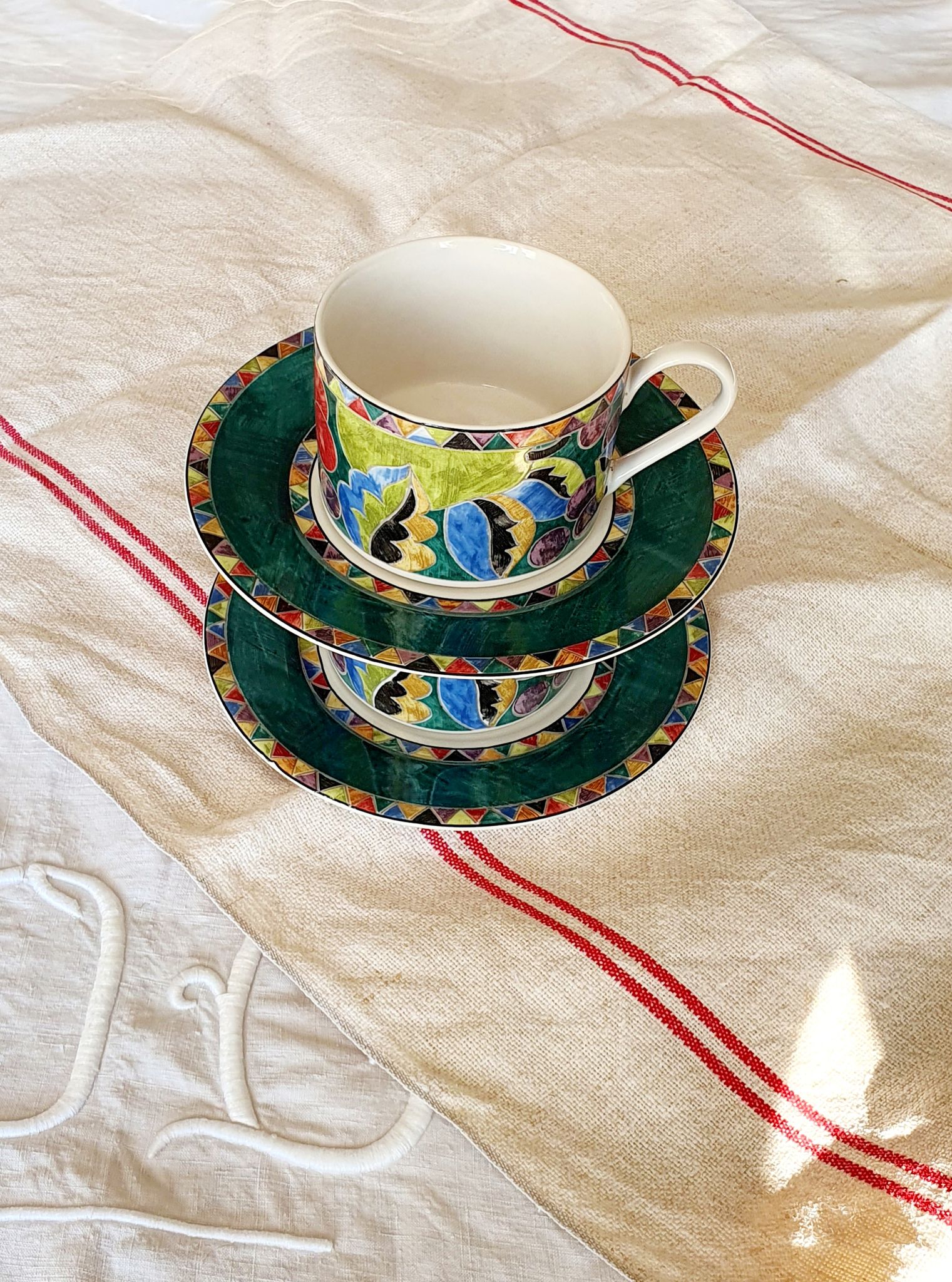 Duo of PTS interior tea cups and sub-cups