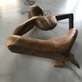 Pensive man wooden statue