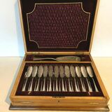 Service a poisson coffret en bois en bois d'acajou blond