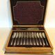 Fish service wooden blond mahogany box