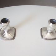 Paire bougeoirs vintage années 60/70 plaqué à l'argent fin
