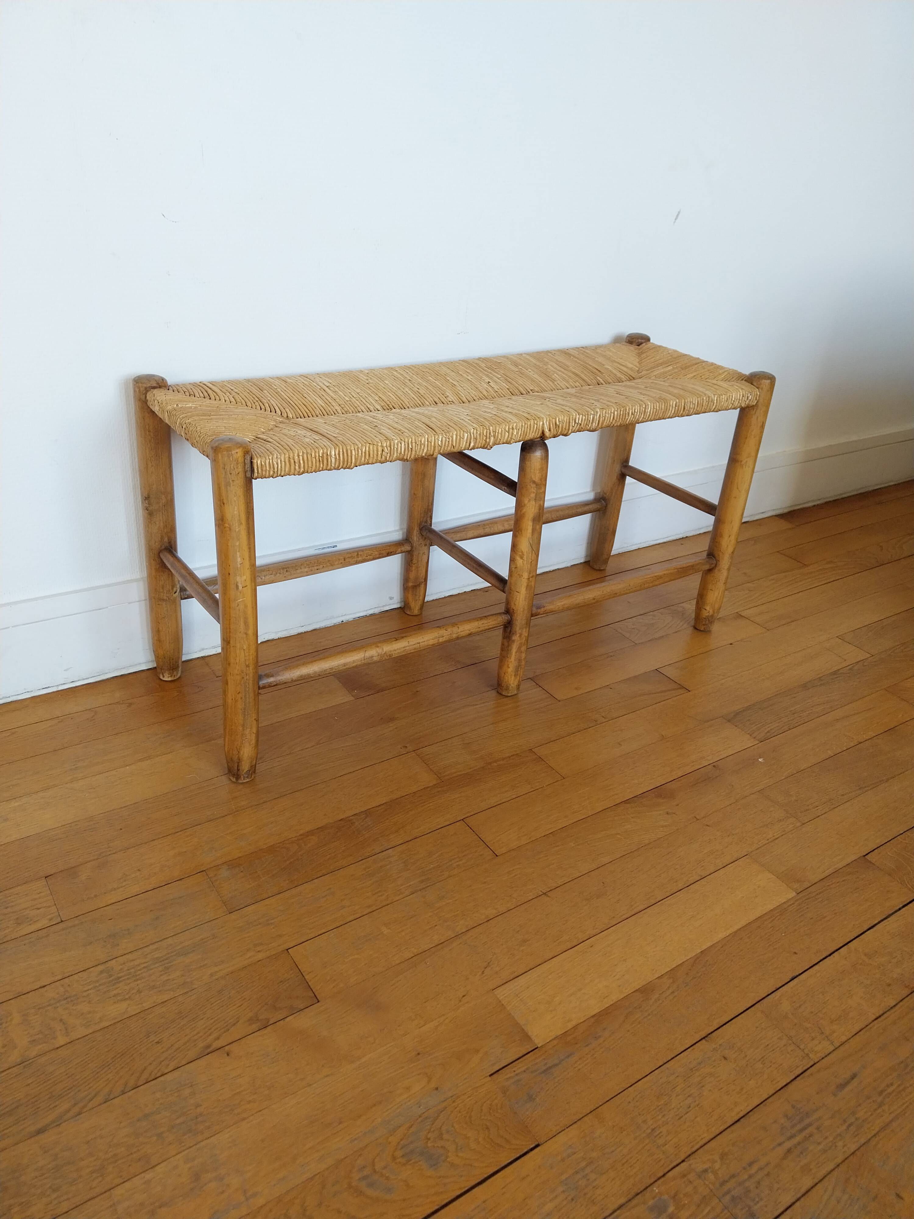 1950s straw bench