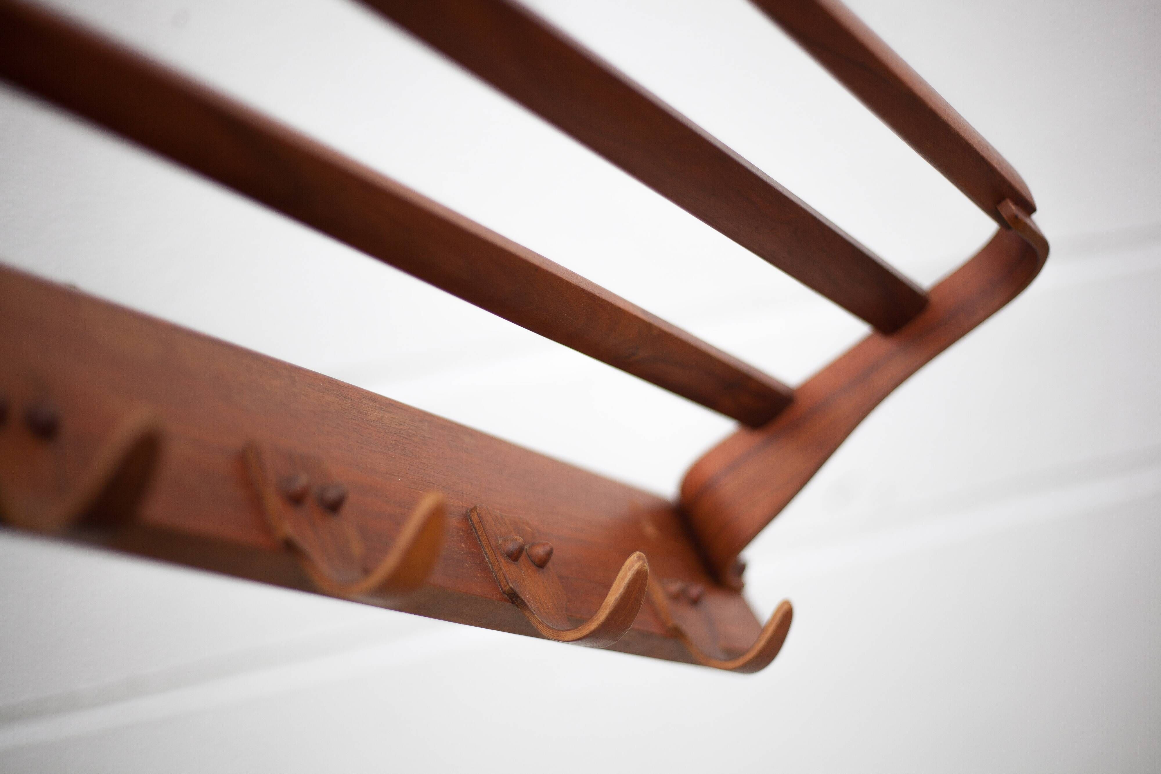 German wooden coat rack attributed to Bruno Paul, vintage coat rack, wall coat rack, woode