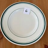 7 assiettes plates liserés vert sapin Moulin des loups