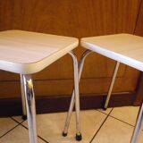 2 Scandinavian Style Stools in Formica and Chrome Steel, 1950s-60s