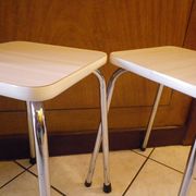 2 Scandinavian Style Stools in Formica and Chrome Steel, 1950s-60s