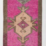 Pink Brown Vintage Runner Rug 94x299Cm