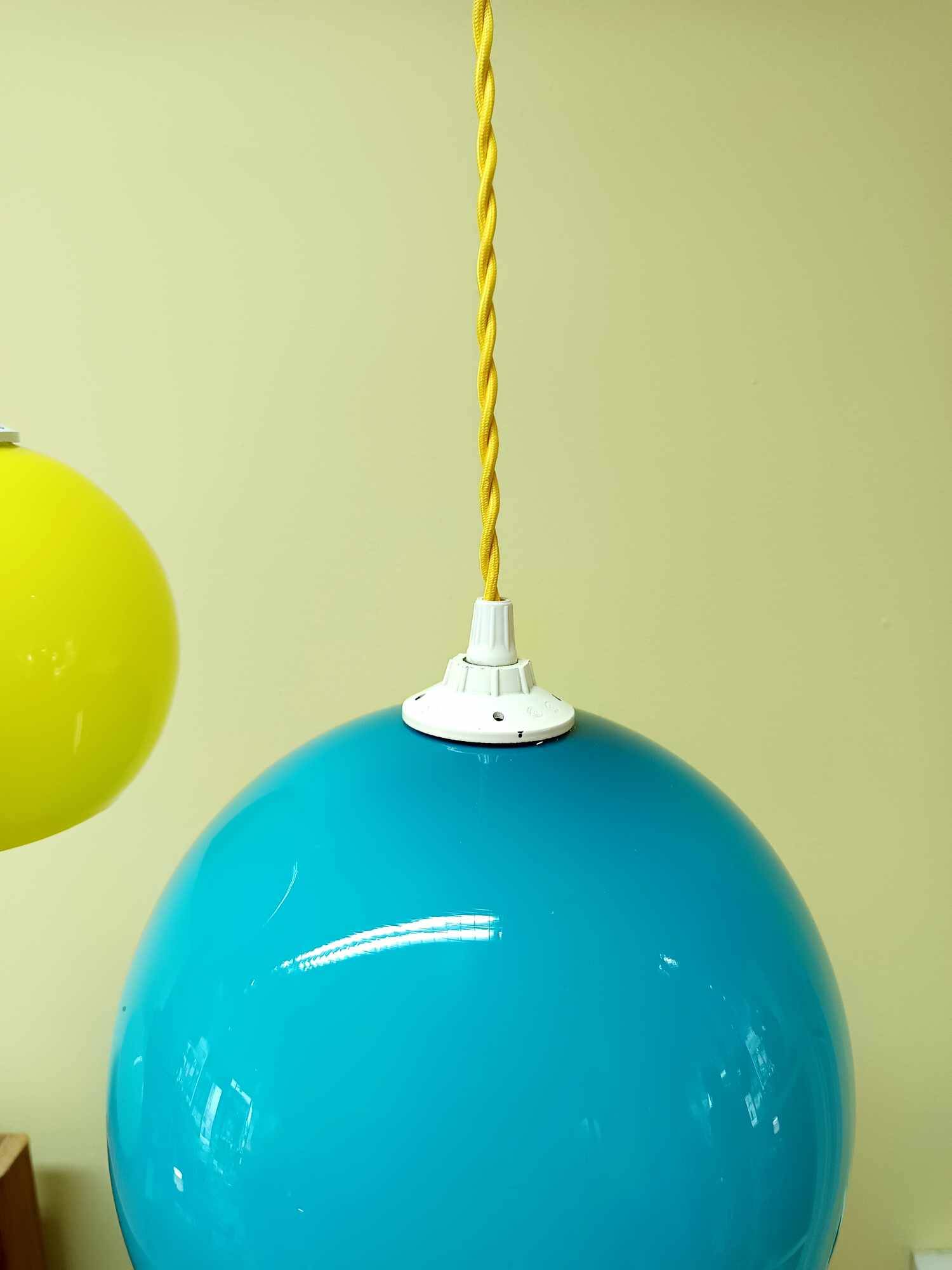 Pair of vintage ball pendant lights circa 1970