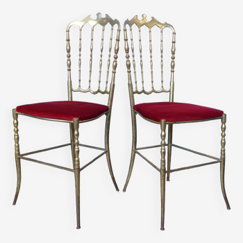 Pair of Chiaviari brass chairs