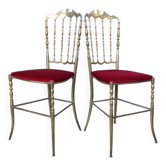 Pair of Chiaviari brass chairs