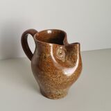 Zoomorphic pitcher owl or owl in pyrite stoneware / collection / ceramics / vintage / France / 50s / mid-century / twentieth century