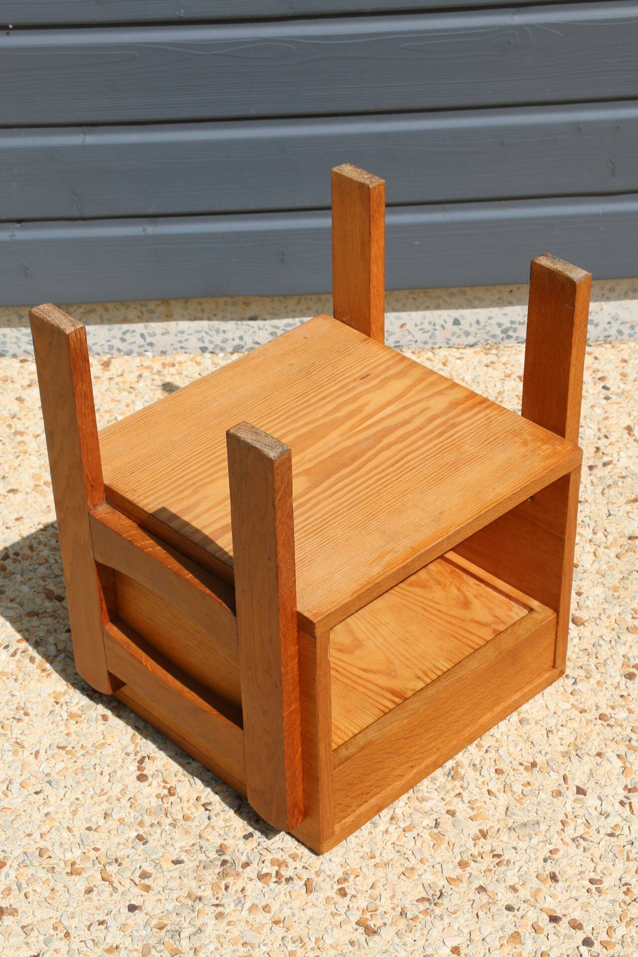 Light oak cubic bedside table 1960