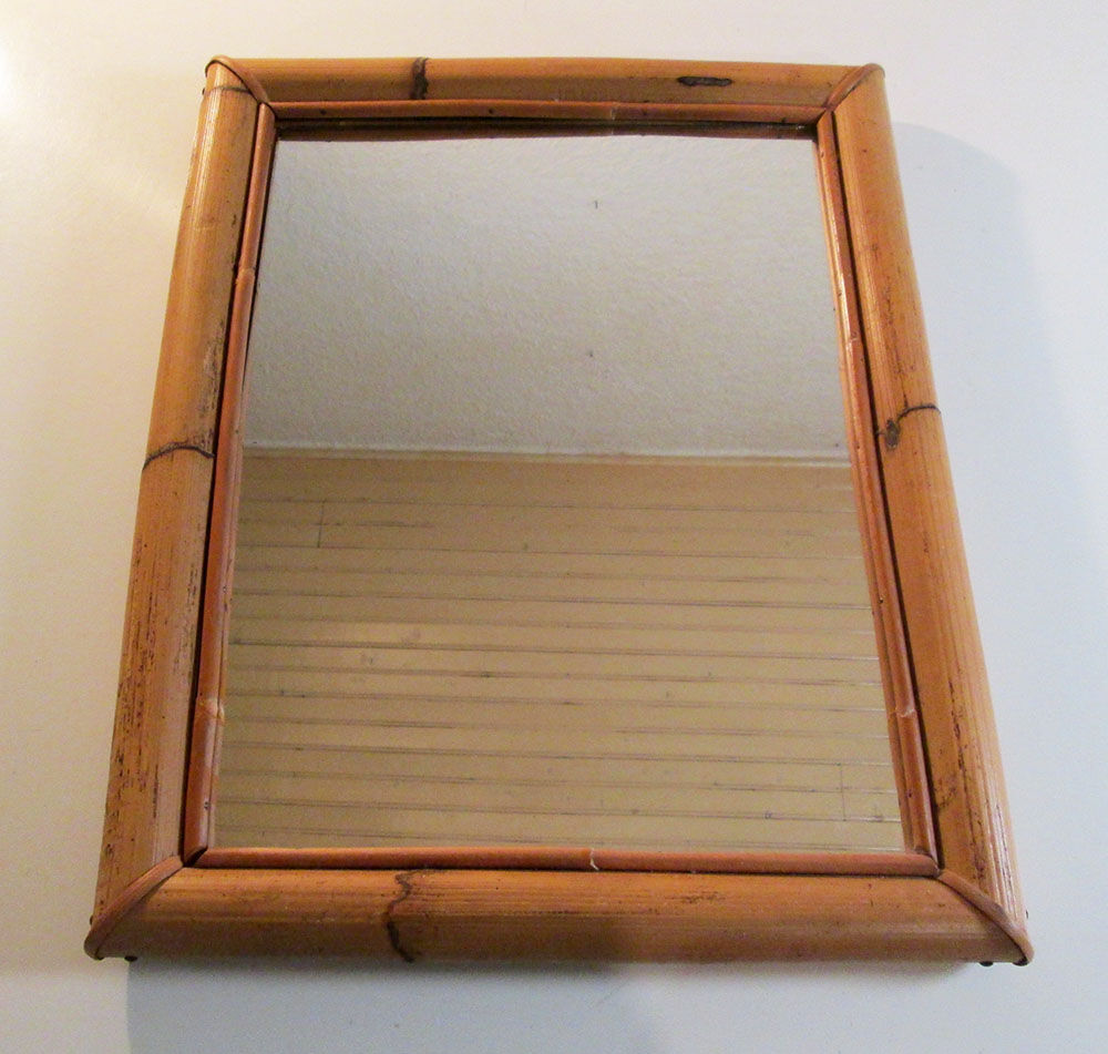 Miroir bambou et rotin vintage 38x48cm