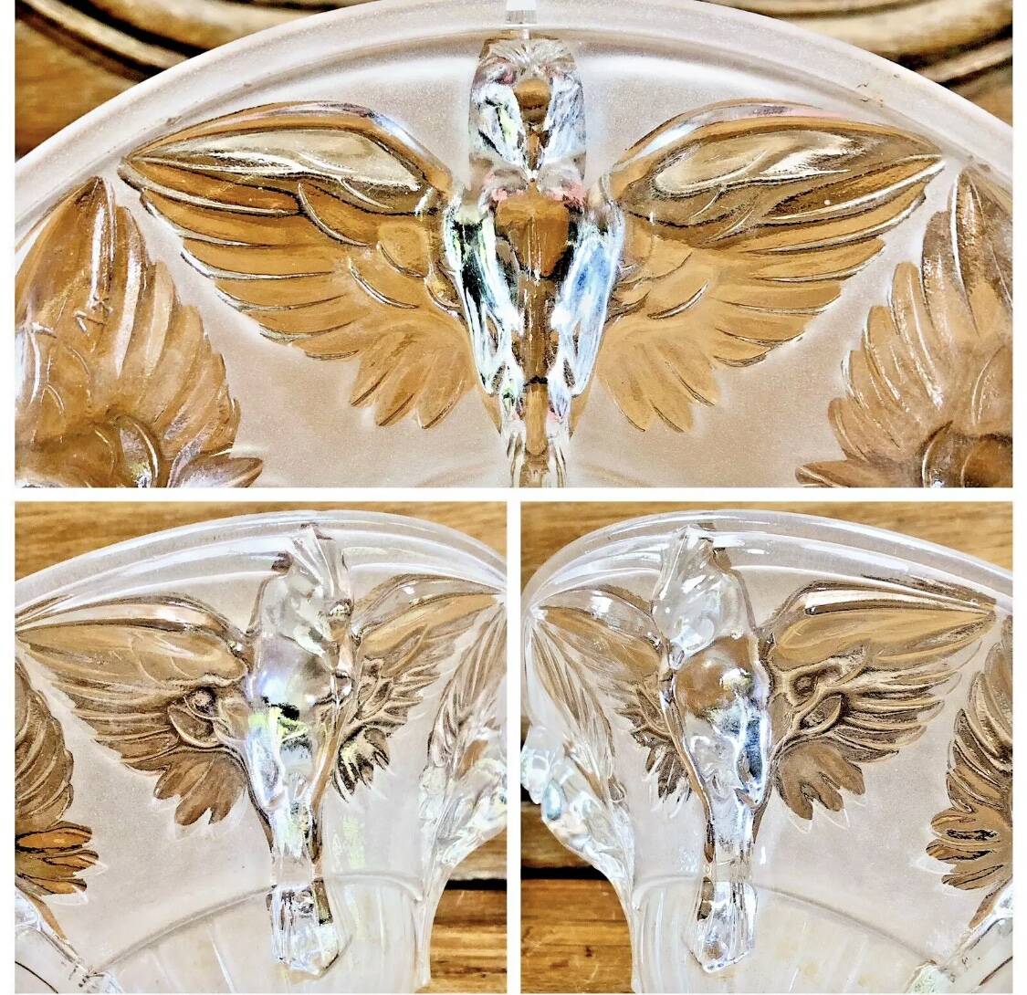 Art Deco lamp with glass tube base Petitot bird basin signed Jean Boris Lacroix