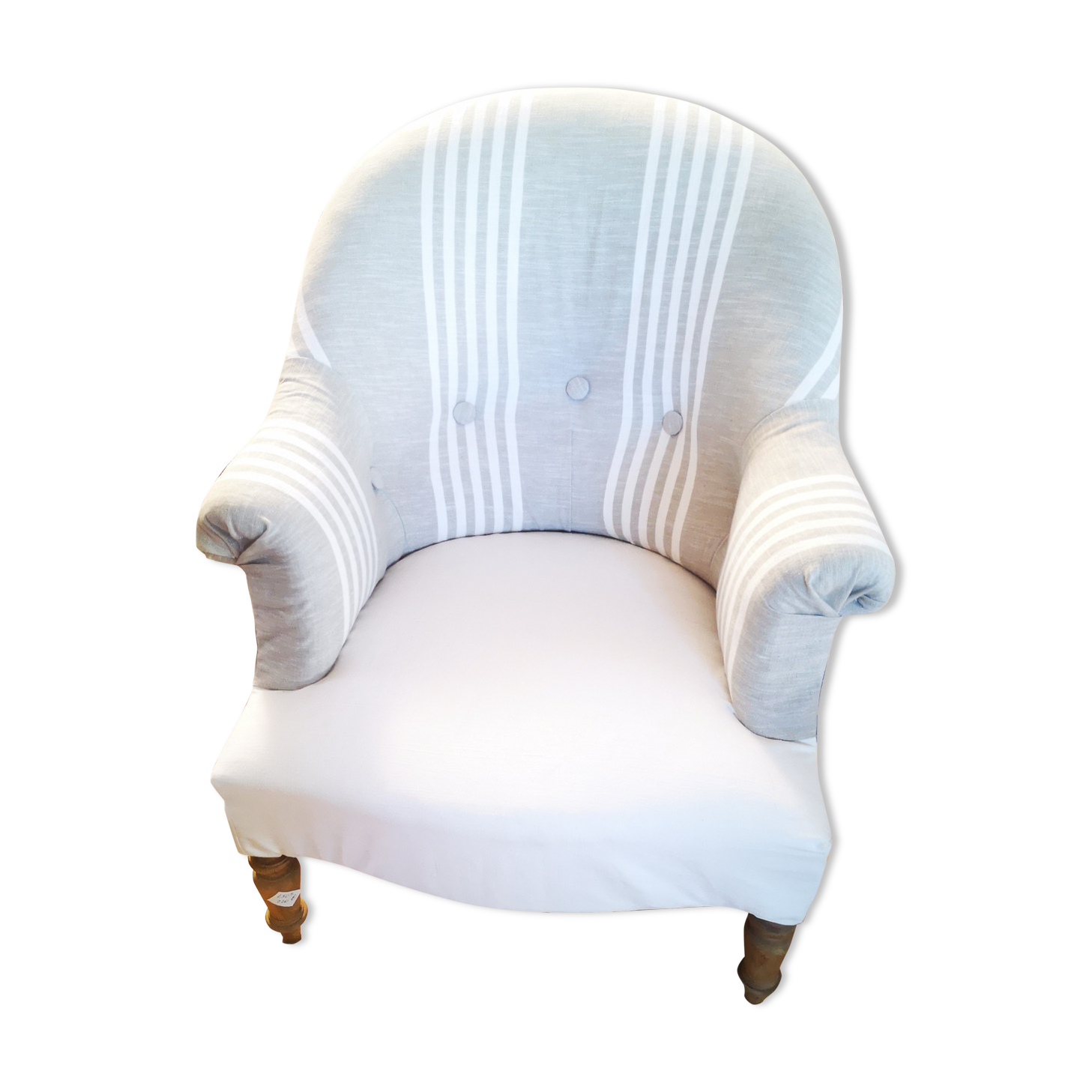 Restored reupholstered toad armchair