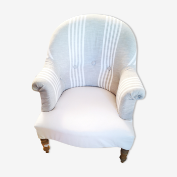 Restored reupholstered toad armchair