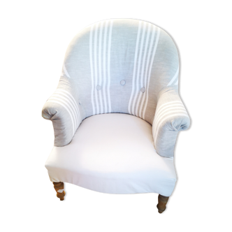 Restored reupholstered toad armchair