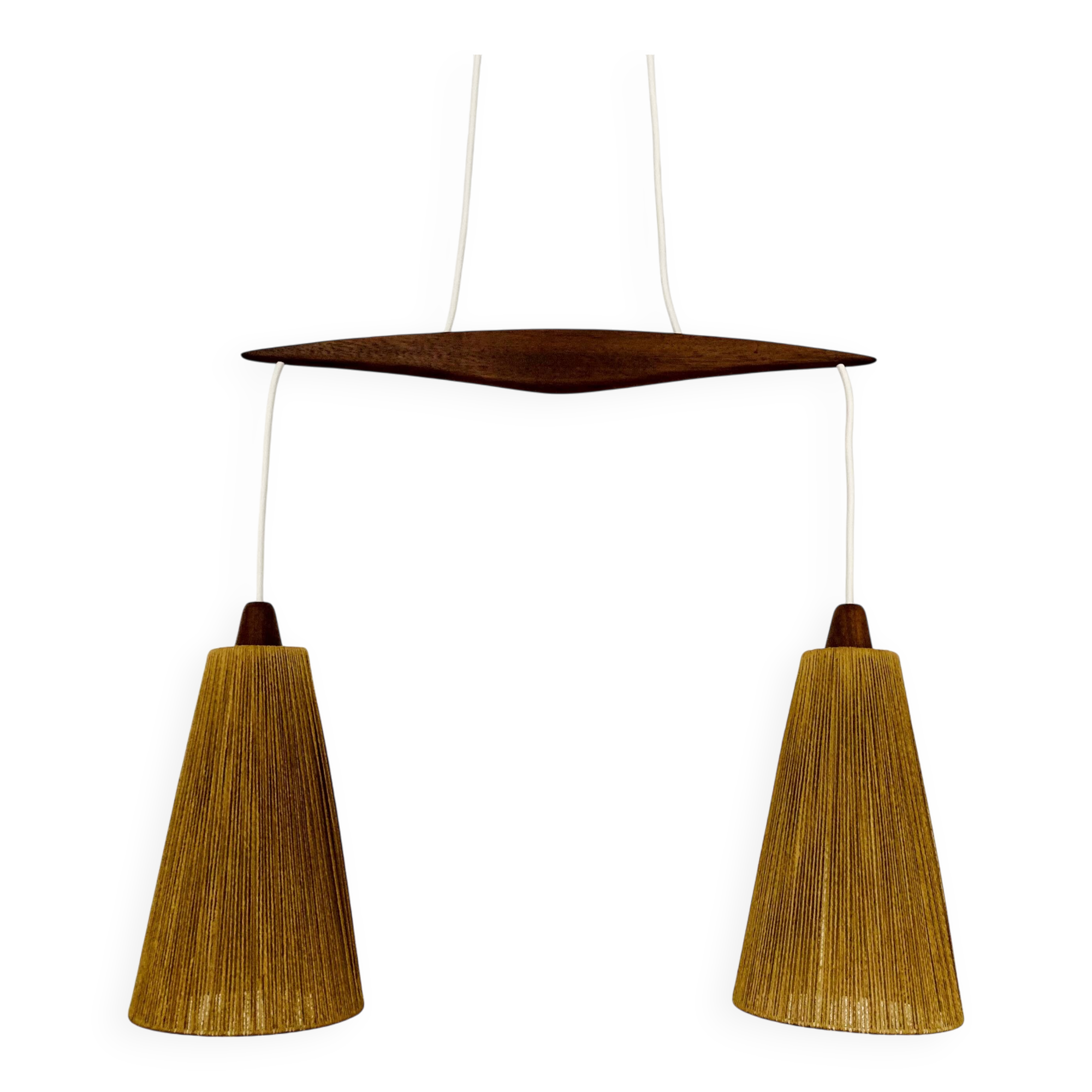 Teakwood and Sisal Pendant Lamp by Temde