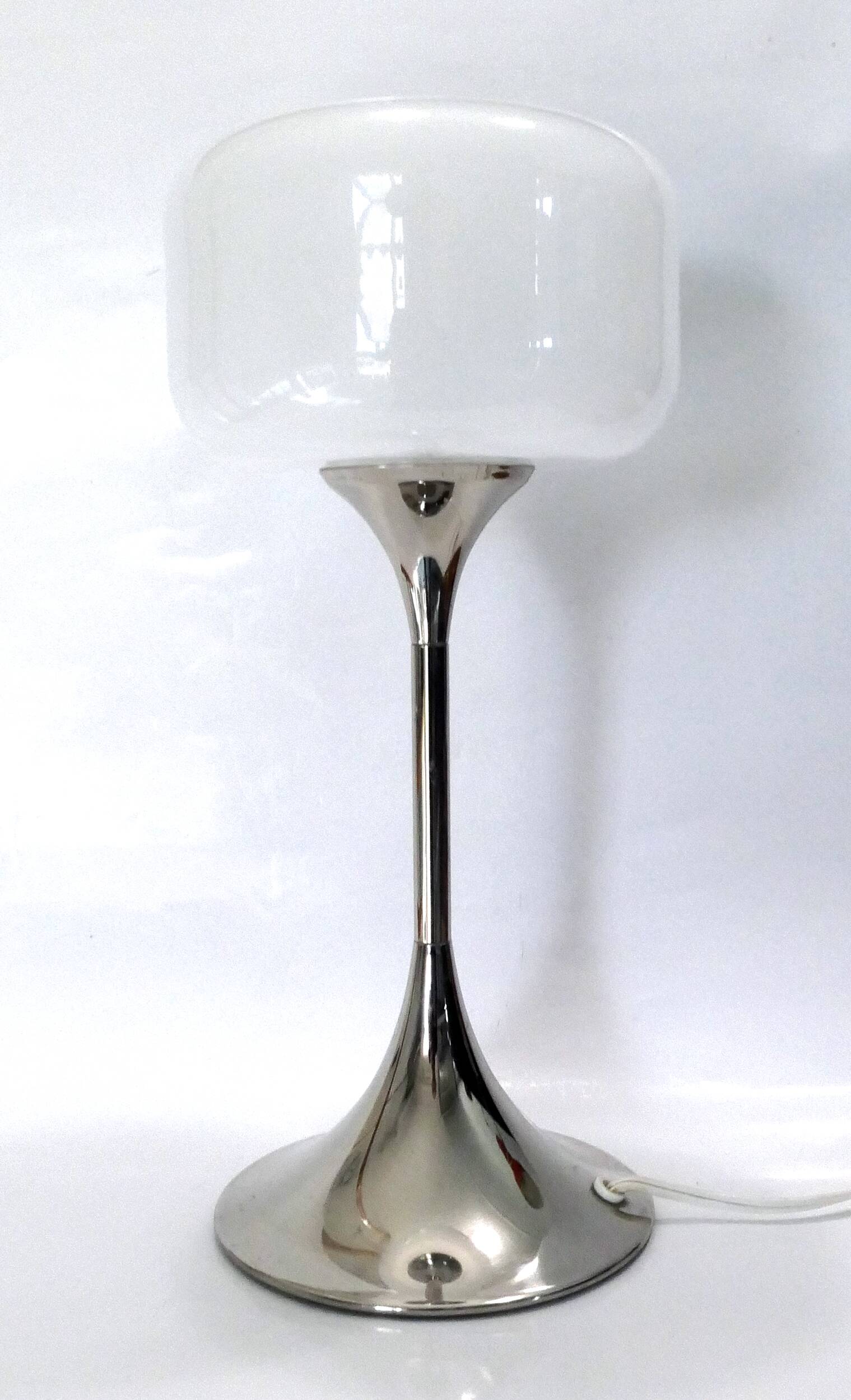 Designer table lamp space age 1960-70 chrome and glass