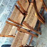 6 chaises en noyer et paillées