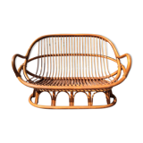 Rattan bench 70s
