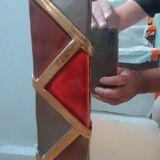Large ceramic mirror signed Marion de Crecy, daughter of Mithé Espelt