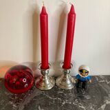 Pair of silver metal candlesticks