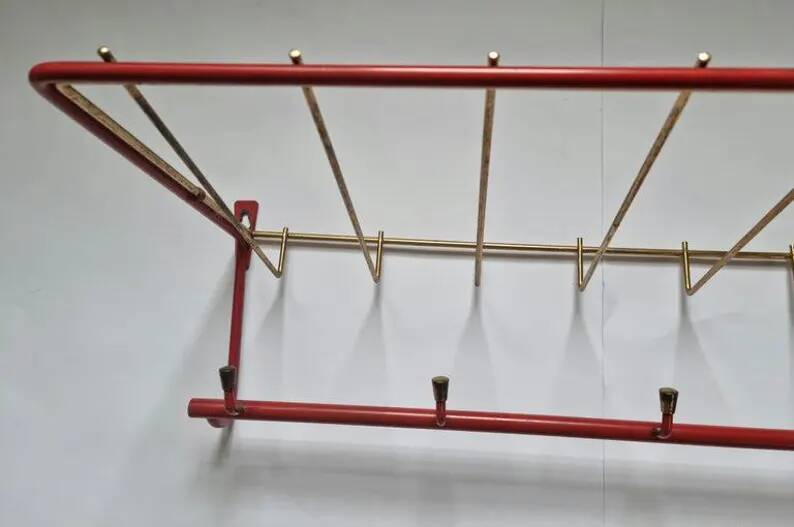 Midcentury Wall Brass Coat Rack, Germany, 1960s
