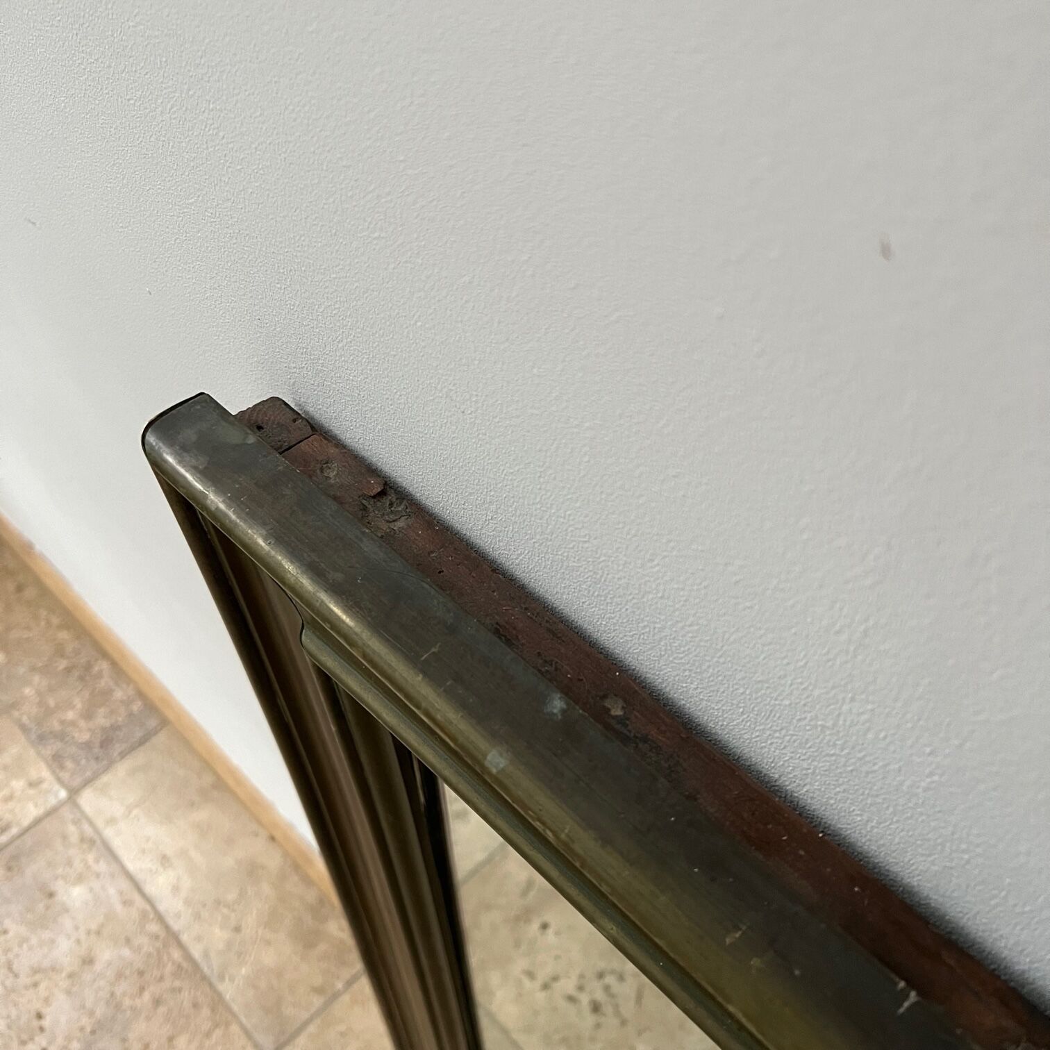 Antique french brass bistro mirror