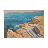 Les Calanques - Rochers à la Madrague (Marseille) - Oil on canvas signed