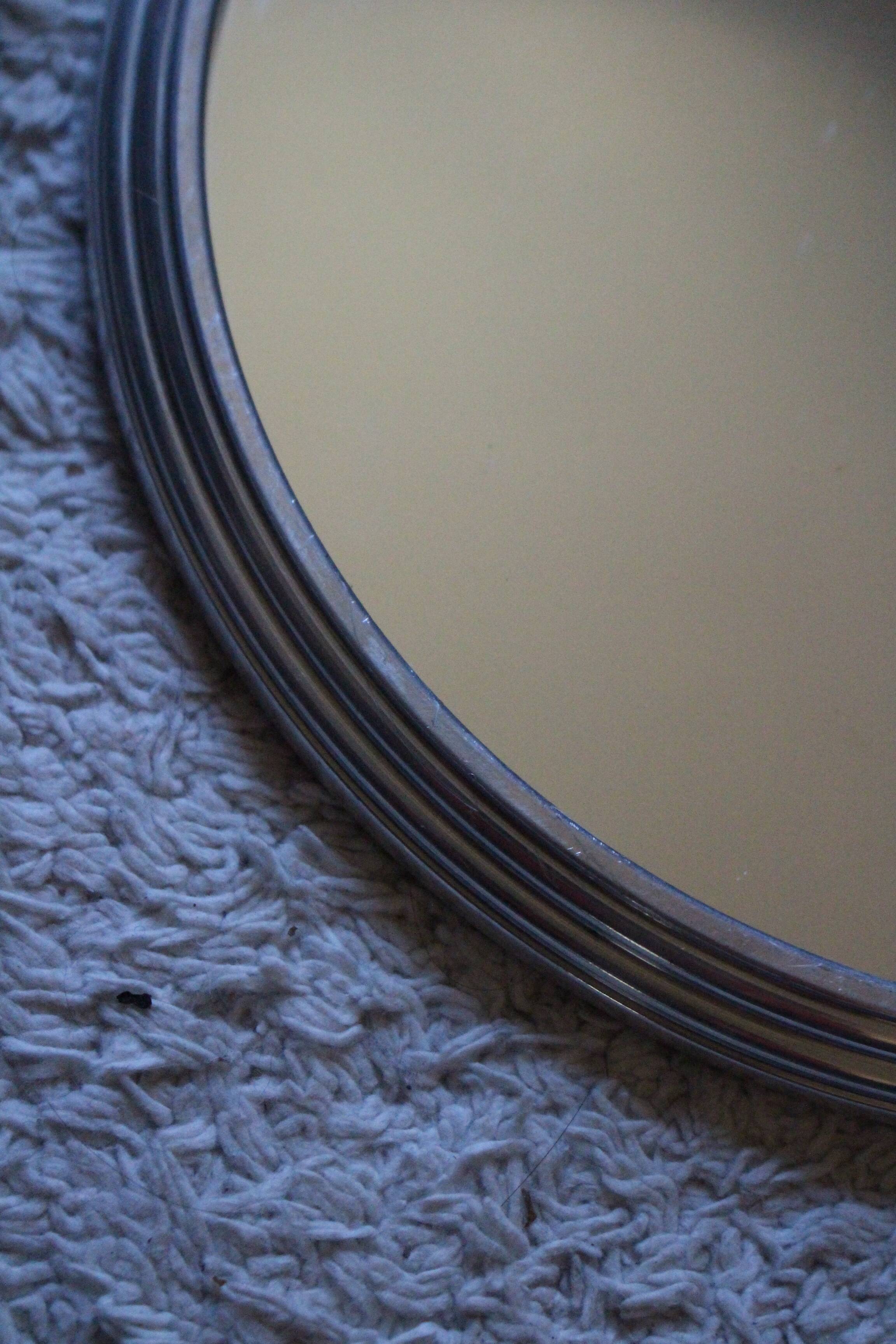 Plateau miroir rond en métal