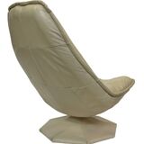 Fauteuil pivotant vintage en cuir crème avec pied octogonal Design 1970