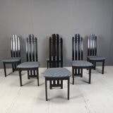 Vintage post modern black wooden dining chairs, 1980s