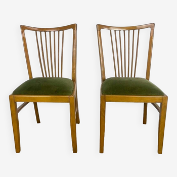 Duo de chaises à barreaux style scandinave années 50