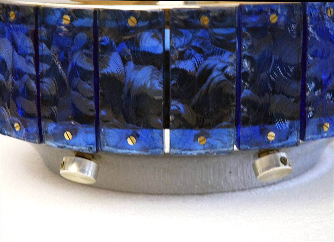 Large Italian Table Lamp with Hammered Glasses, 1970s