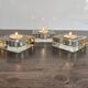 Set of 3 Cubic Glass Candle Holders