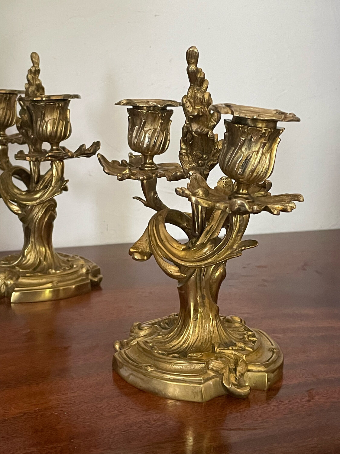 Paire de chandeliers en bronze 19ème