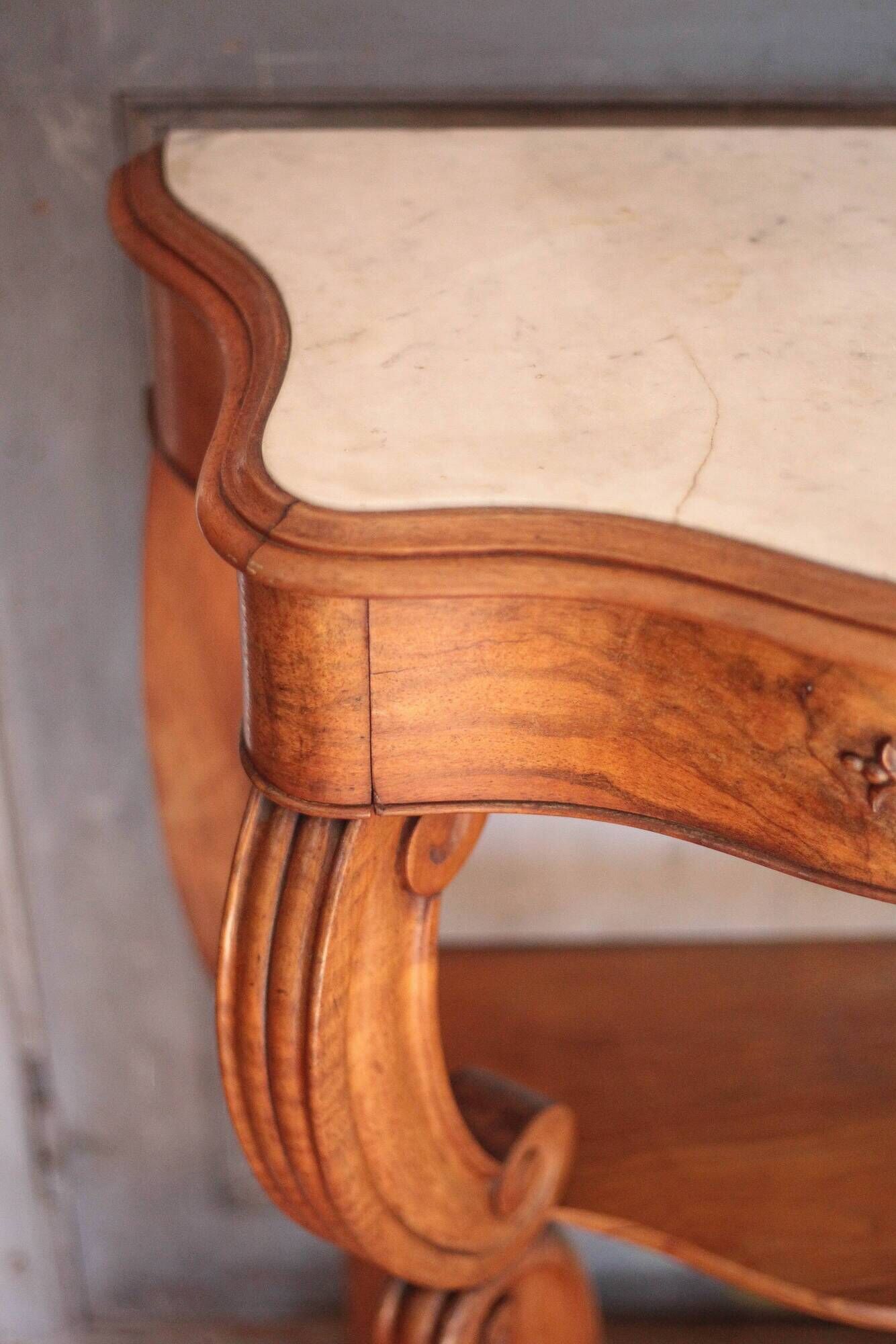 Console bois et marbre époque Louis Philippe, meuble bois, meuble d'entrée